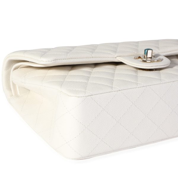 116650 clasp a6c94ee6 ba85 43b6 a05a cd4b03c8f034 Chanel White Quilted Caviar Medium Classic Double Flap Bag