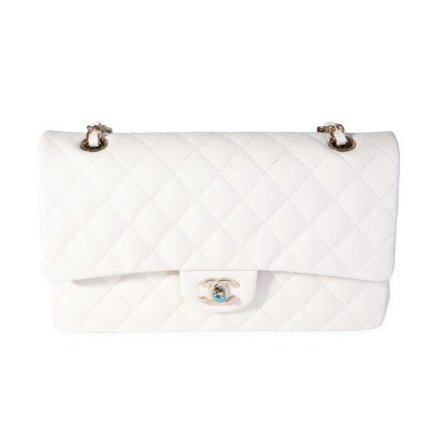 116650 fv 39cd886b a8da 40e1 b232 82e84230e142 Chanel White Quilted Caviar Medium Classic Double Flap Bag