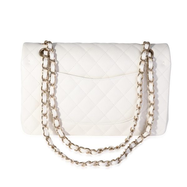 116650 pv 577124e6 7188 4ff9 9204 fd6bf68deb82 Chanel White Quilted Caviar Medium Classic Double Flap Bag