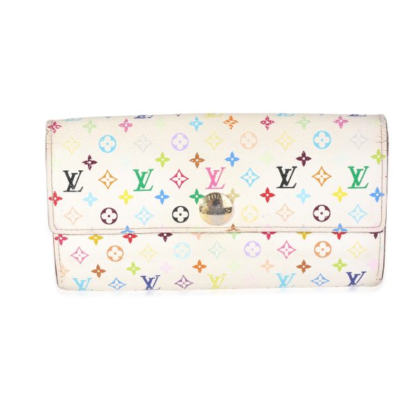 116658 fv Louis Vuitton x Takashi Murakami White Monogram Multicolore Canvas Sarah Wallet