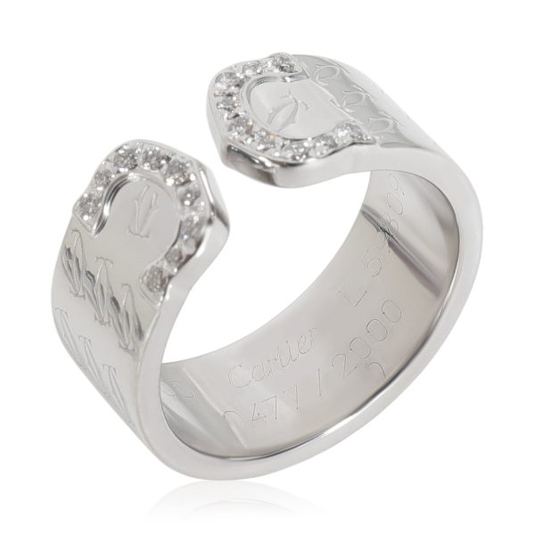 116840 av e1b7387f 5734 430d 9c66 b3cba3c3fe08 Cartier C De Cartier C2 8 mm Diamond Ring in 18k White Gold 010 CTW