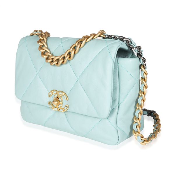 116858 sv Chanel Pale Blue Quilted Lambskin Medium Chanel 19 Bag