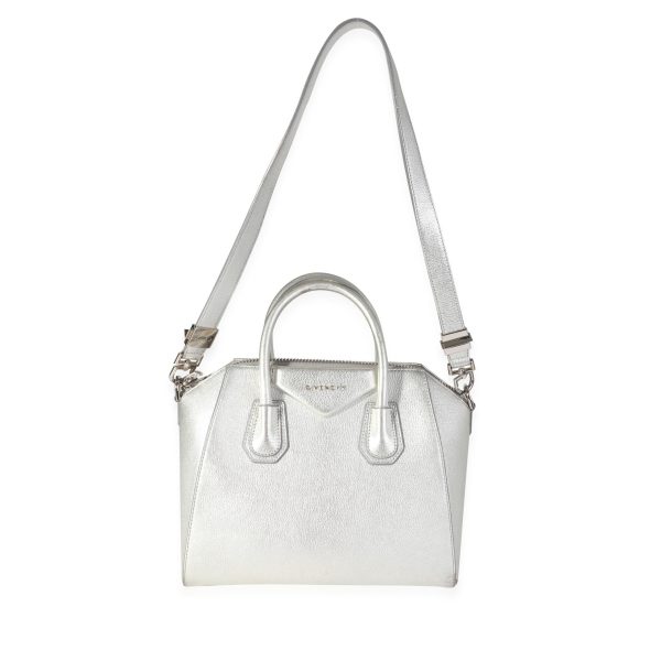 116889 bv Givenchy Silver Metallic Calfskin Small Antigona Bag