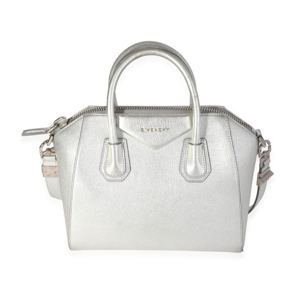 116889 fv Givenchy Silver Metallic Calfskin Small Antigona Bag