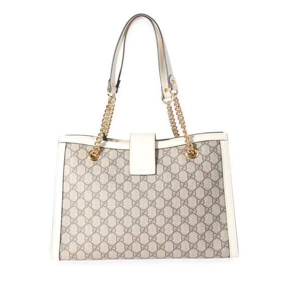 116890 pv a5511eac ebcd 4d71 8fc5 98acd04299e7 Gucci GG Supreme White Leather Medium Padlock Shoulder Bag