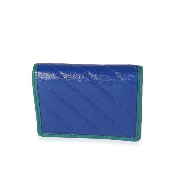 117036 pv Gucci Blue Turquoise Vintage Effect Matelassé Leather GG Marmont Bifold Wallet