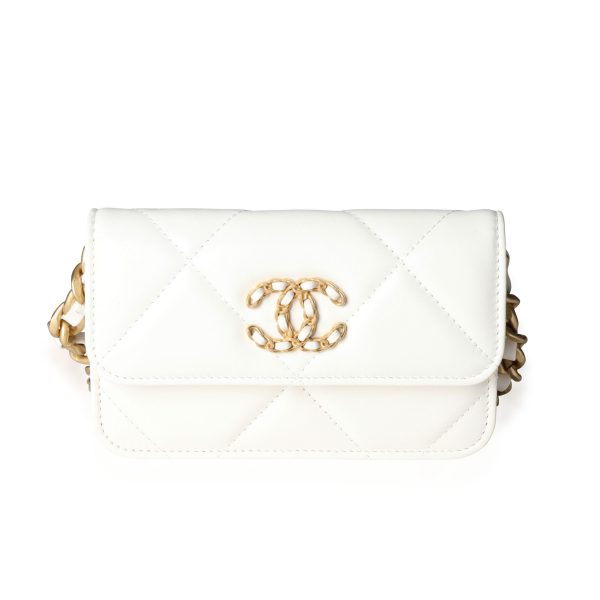 117063 fv 7558f599 00fe 4456 932d 584f7fc14459 Chanel White Quilted Lambskin Chanel 19 Mini Flap Bag