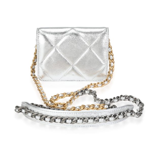 117064 pv b4c0855e 0792 4214 b113 79badd8e0606 Chanel Silver Quilted Lambskin Chanel 19 Mini Flap Bag