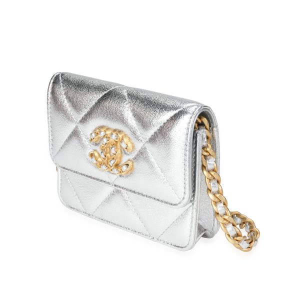 117064 sv 4d699104 0b3f 4274 84d7 b10e17dbfac7 Chanel Silver Quilted Lambskin Chanel 19 Mini Flap Bag