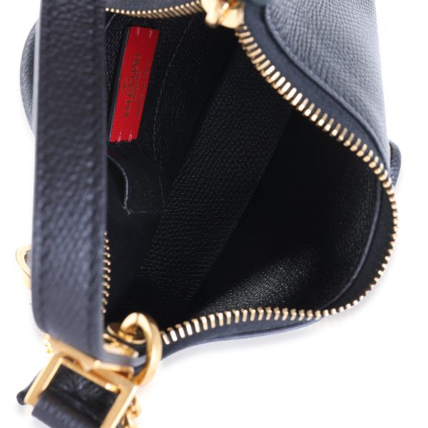 117133 av Valentino Black Grained Leather Mini Vlogo Hobo