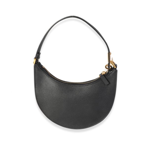 117133 stamp Valentino Black Grained Leather Mini Vlogo Hobo