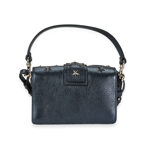 117148 pv Valentino RED Blue Metallic Leather Star Studded Mini Bag