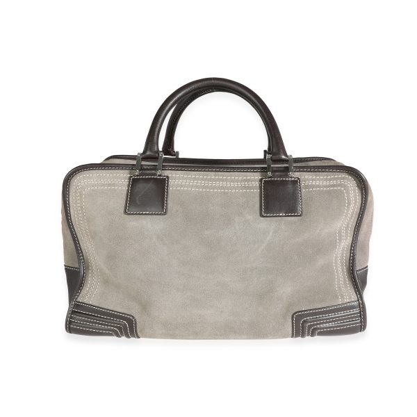 117152 pv 62273427 dfff 49b7 bde8 44d0489c26c3 Loewe Gray Suede and Brown Leather Stitched Amazona Bag