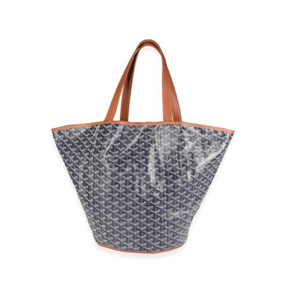 117155 fv d01a631d 4080 441c 8fee 9ce139148e93 Goyard Navy Goyardine Canvas Gold Leather Belharra Reversible Tote