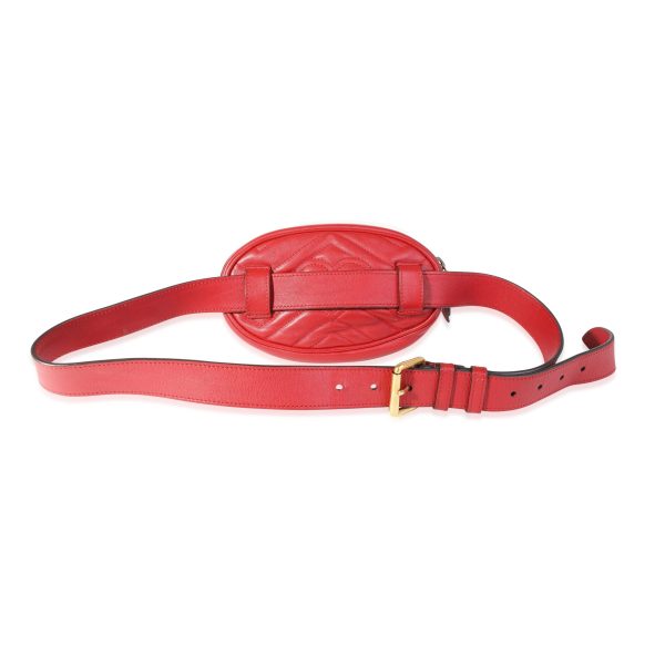 117297 stamp Gucci Red Matelass√© Calfskin Marmont Belt Bag 95