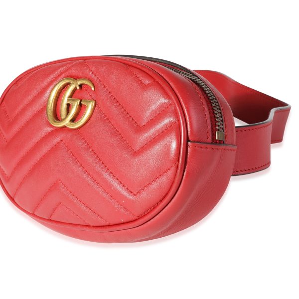 117297 sv Gucci Red Matelass√© Calfskin Marmont Belt Bag 95