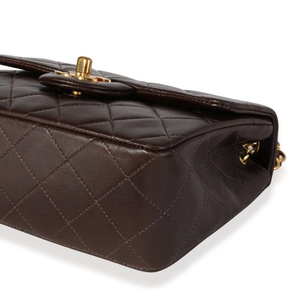 117323 box a4fa800c 0410 44ce aa78 1185ddc0dadf Chanel Vintage Brown Quilted Lambskin Classic Mini Square Flap Bag