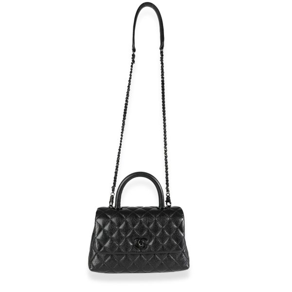 117327 bv 30e5a2e7 a465 4922 931d ca7c7b883b09 Chanel So Black Quilted Caviar Small Coco Top Handle Flap Bag