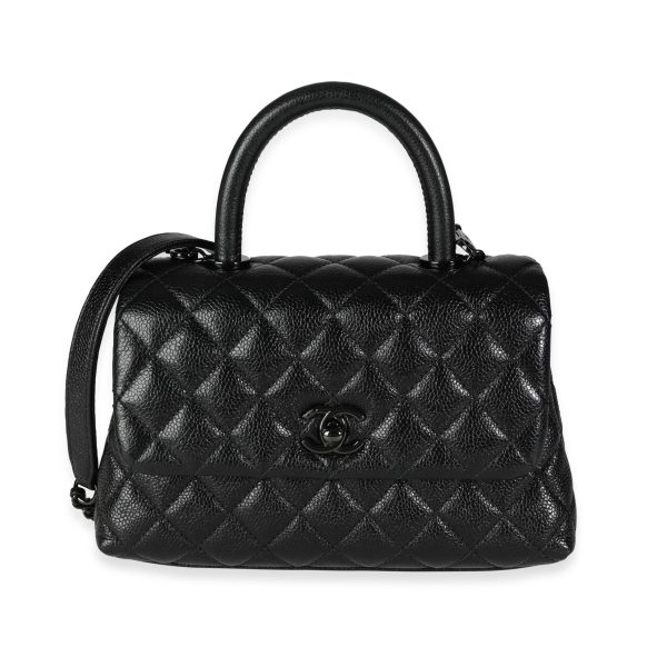 117327 fv 93756611 f06d 4b54 ad92 df5f03f87cbd Chanel So Black Quilted Caviar Small Coco Top Handle Flap Bag