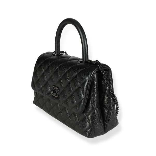 117327 sv 81de36c8 00b4 4192 b86a 00e9c89121da Chanel So Black Quilted Caviar Small Coco Top Handle Flap Bag