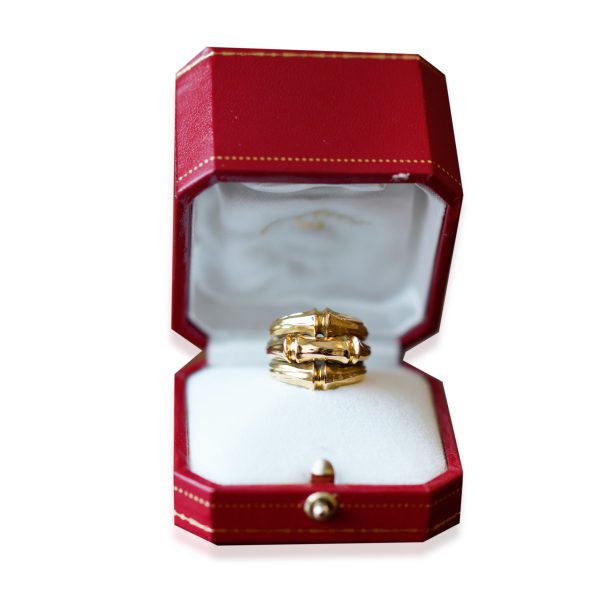 117362 box Cartier 3 Row Bamboo Ring in 18k Yellow Gold