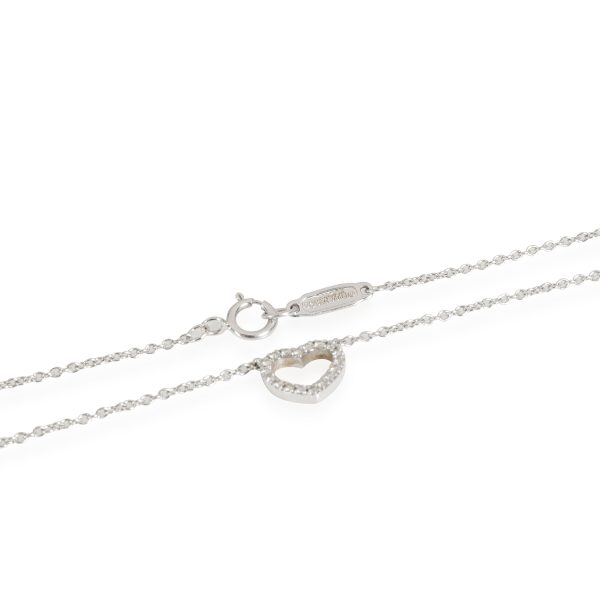 117364 clasp Tiffany Co Metro Diamond Heart Necklace in 18K White Gold 008 CTW