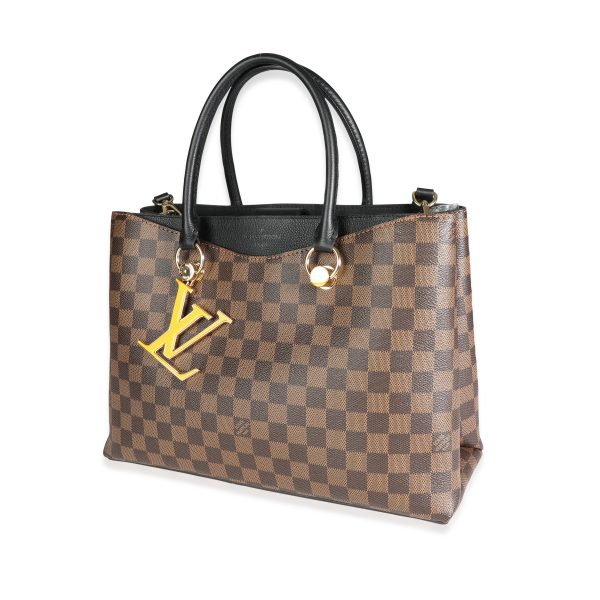 117385 sv bebae416 8678 4a14 89fa cc50f484e270 Louis Vuitton Black Taurillon Leather Damier Ebene Canvas LV Riverside Tote