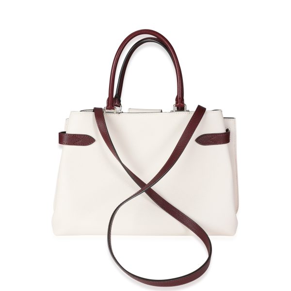 117387 pv 35f1b0b6 9e68 450c 9de0 84078c388f4e Louis Vuitton Cream Burgundy Grained Calf Leather Lockme Day Bag