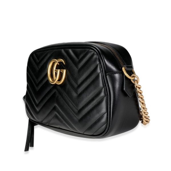 117443 sv b2aae70b 00bd 49ab 9660 9cb6159ed63f Gucci Black Matelassé Leather Small GG Marmont Shoulder Bag