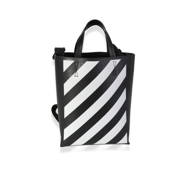 117461 fv 16df82d1 59e2 4c7a af3f 832479918599 Off White Black and White Coated Canvas Diag Print Tote Bag