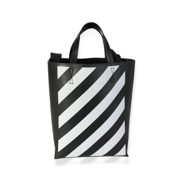 117461 pv 25aeae73 3401 46ba b24e 46e82ae687d6 Off White Black and White Coated Canvas Diag Print Tote Bag