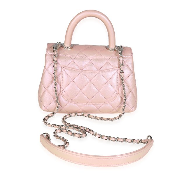 117535 pv c80a501b 11c8 48a6 a739 940d70c2ff21 Chanel Iridescent Pink Quilted Caviar Coco Top Handle Mini Flap Bag