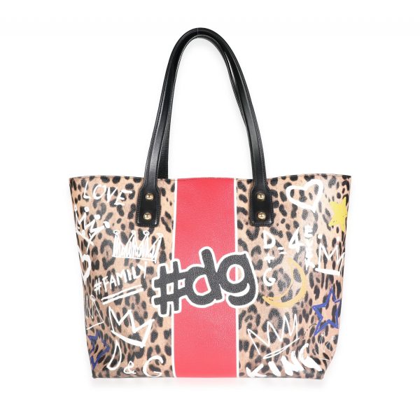 117553 fv Dolce Gabbana Multicolor Graffiti Leopard Print Coated Canvas Beatrice Tote