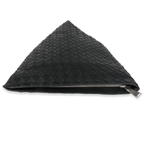 117573 box Bottega Veneta Black Soft Intrecciato Leather BV Twist Clutch