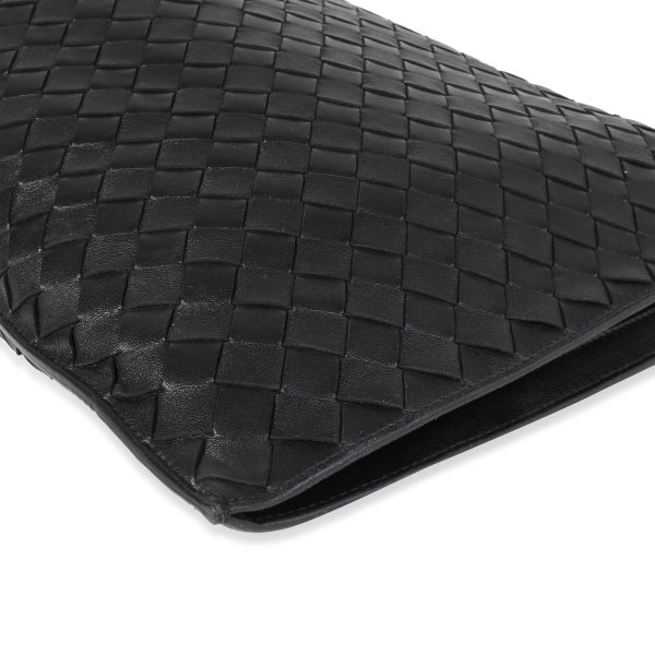 117573 pv Bottega Veneta Black Soft Intrecciato Leather BV Twist Clutch