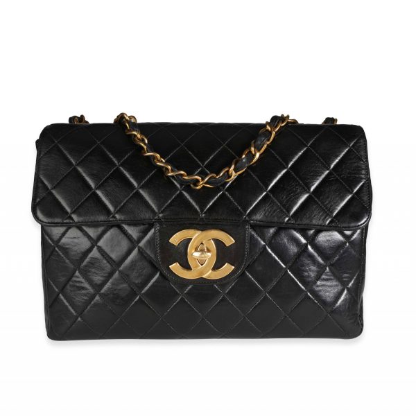 117579 fv 611fb130 c1f9 463f b065 45528b1ba643 Chanel Vintage Black Quilted Lambskin XL Jumbo Flap Bag