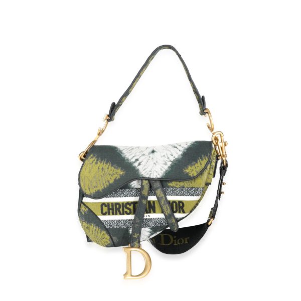 117589 fv 8587afc7 bd57 4181 a1a3 464f8054410f Dior Green Tie Dye Embroidered Saddle Bag with Bandoulière Strap