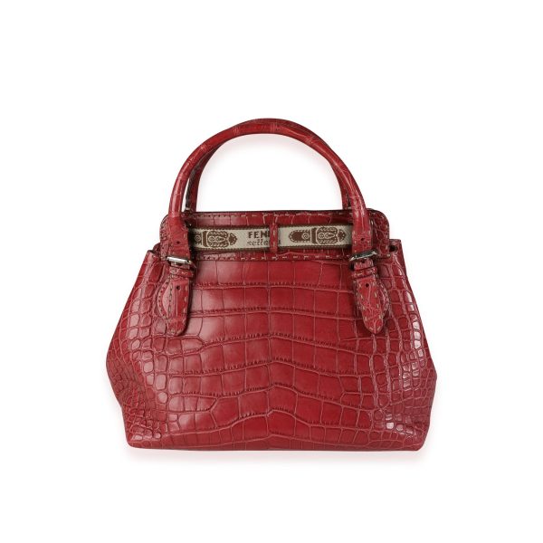 117591 fv 616854e6 93ea 40ec 9b97 fcbc17308648 Fendi Rose Alligator Selleria Top Handle Bag