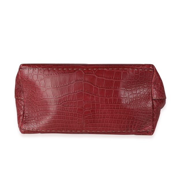 117591 stamp f565a0f9 9292 4e0f 8f1b 8095463764e6 Fendi Rose Alligator Selleria Top Handle Bag