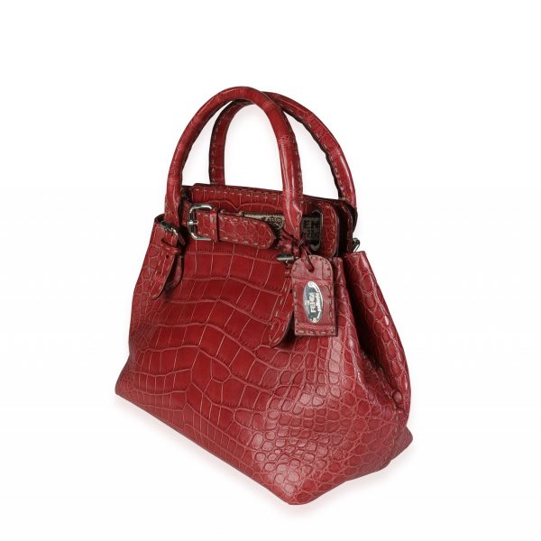 117591 sv da08d18c 86ff 4bd3 9b4a 33b25ee97d79 Fendi Rose Alligator Selleria Top Handle Bag