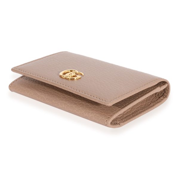 117596 box 23df40af b8ac 4679 aeb9 b9afba2dc192 Gucci Beige Grained Calfskin Leather GG Marmont Business Card Case