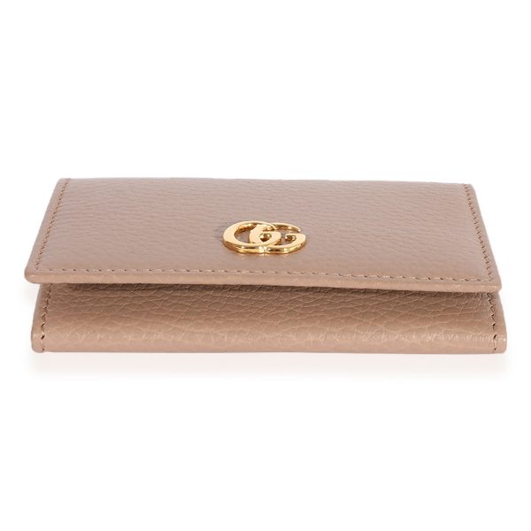 117596 stamp 45cf8707 bd3e 41ce 8975 ebd90e041c68 Gucci Beige Grained Calfskin Leather GG Marmont Business Card Case