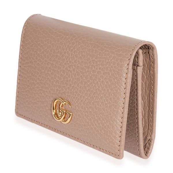 117596 sv 5ede6803 e5a2 4c0b 8959 d1872c9cd697 Gucci Beige Grained Calfskin Leather GG Marmont Business Card Case