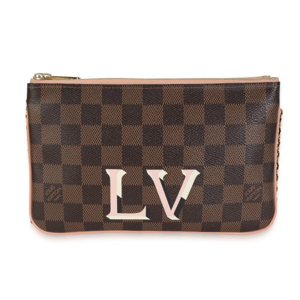 117601 fv Louis Vuitton Damier Ebene Rose Ballerine Double Zip Pochette