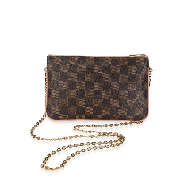 117601 pv Louis Vuitton Damier Ebene Rose Ballerine Double Zip Pochette