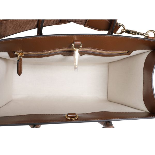 117604 av Gucci GG Supreme Canvas Brown Leather Medium Interlocking G Tote Bag