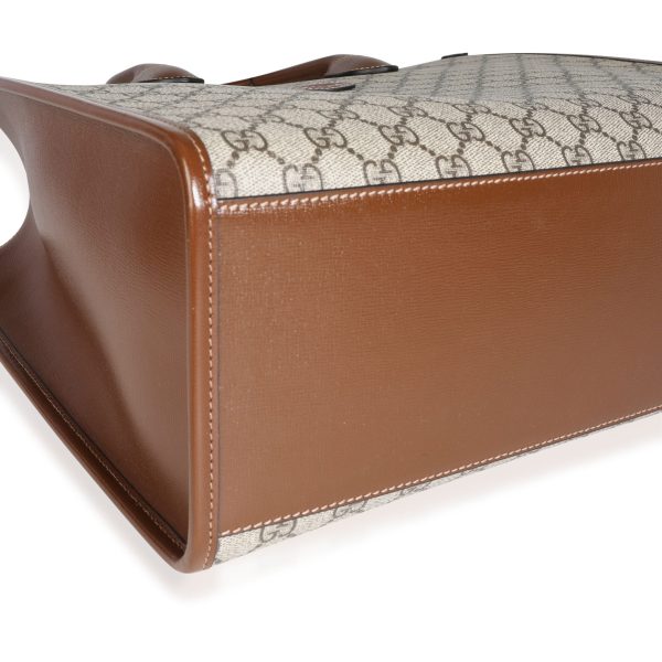 117604 clasp Gucci GG Supreme Canvas Brown Leather Medium Interlocking G Tote Bag