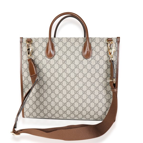 117604 pv Gucci GG Supreme Canvas Brown Leather Medium Interlocking G Tote Bag