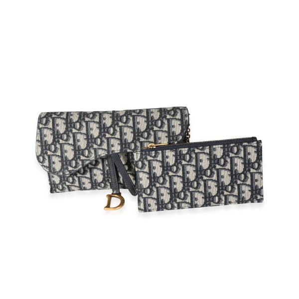 117624 ad1 413b6d10 5657 4495 8529 e543444cdfe0 Dior Blue Oblique Jacquard Saddle Wallet