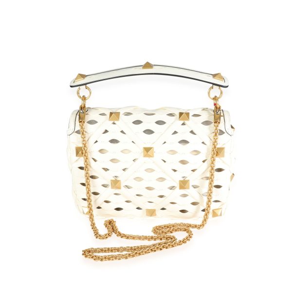 117641 pv Valentino Ivory Nappa Leather Large Roman Stud Shoulder Bag